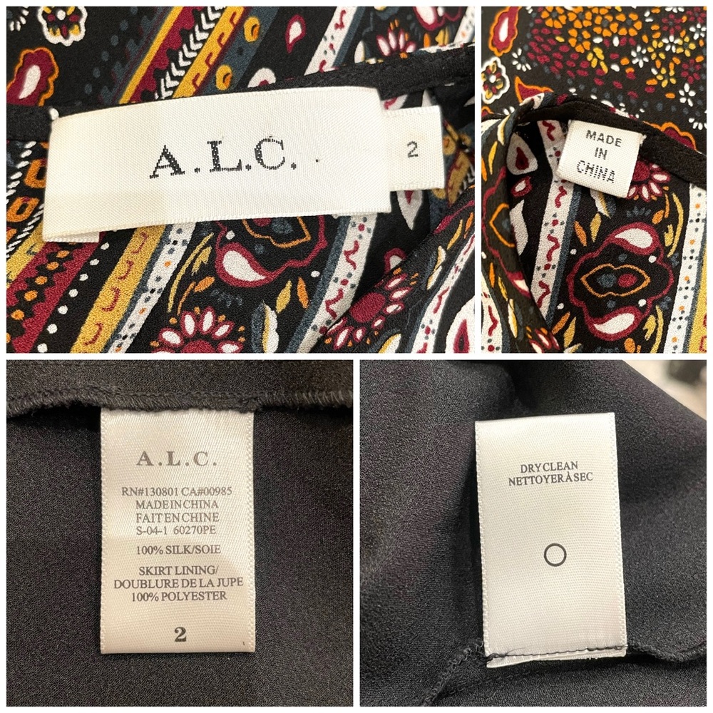 NEW A.L.C. Silk-Crepe Scarf Print Sleeveless Dress Size 2 - Picture 11 of 11